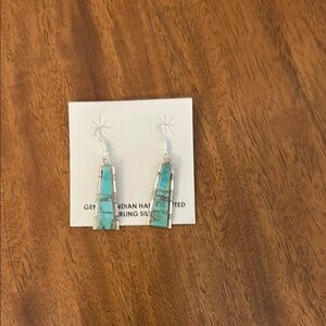 Kingman Turquoise and sterling Silver Dangle Earrings